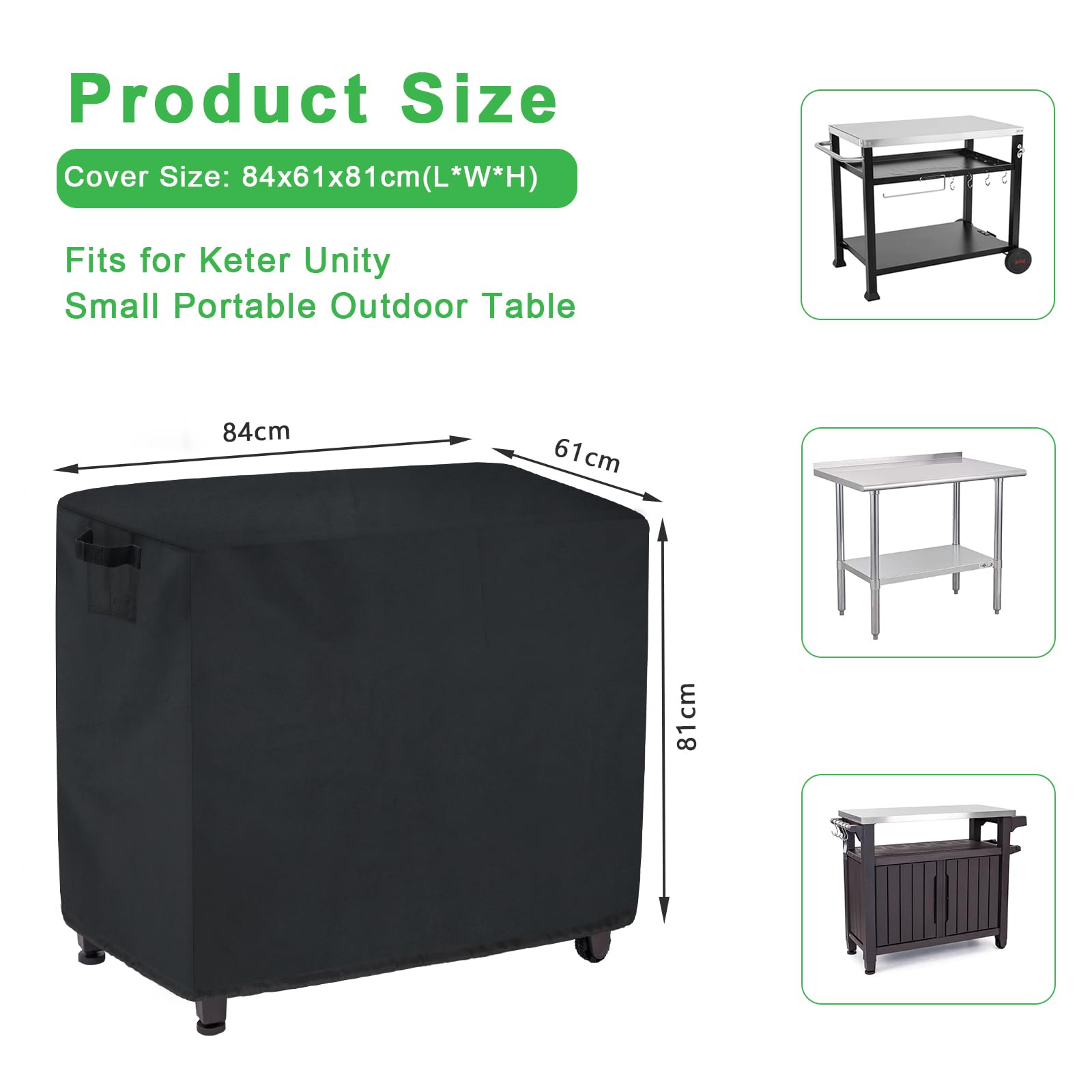 Outdoor Prep Table Cover for Keter Unity Small, Windspeed 420D Patio Table Cover for Keter Unity S, Waterproof (84x61x81cm)