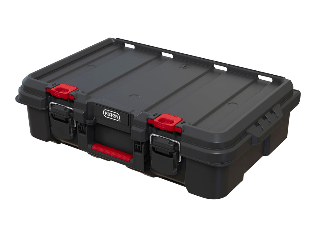 Keter Stack n' Roll Modular DIY Power Tool Storage Case, Stackable, Lightweight, Durable, Water Resistant, Black