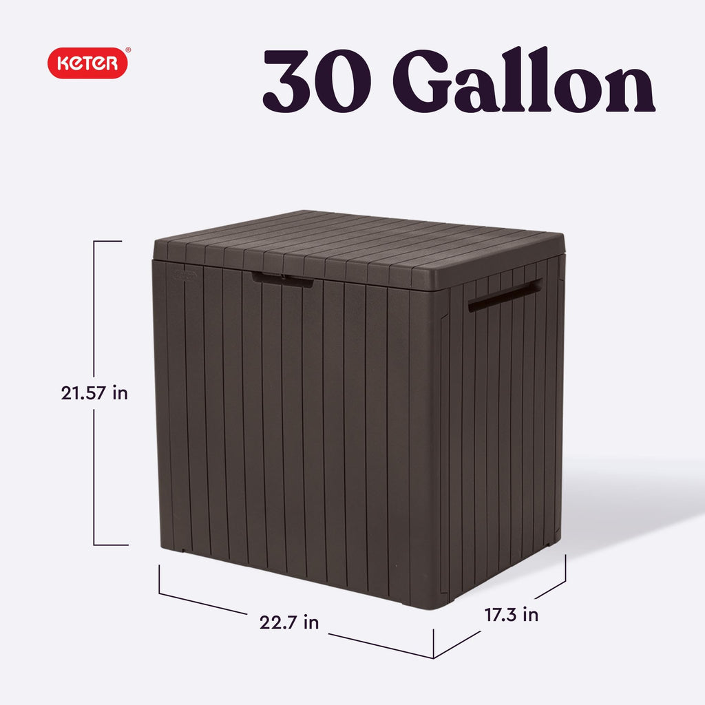 Keter City Brown Resin Deck Box Patio Furniture Pool Accessories and Outdoor Toy Storage