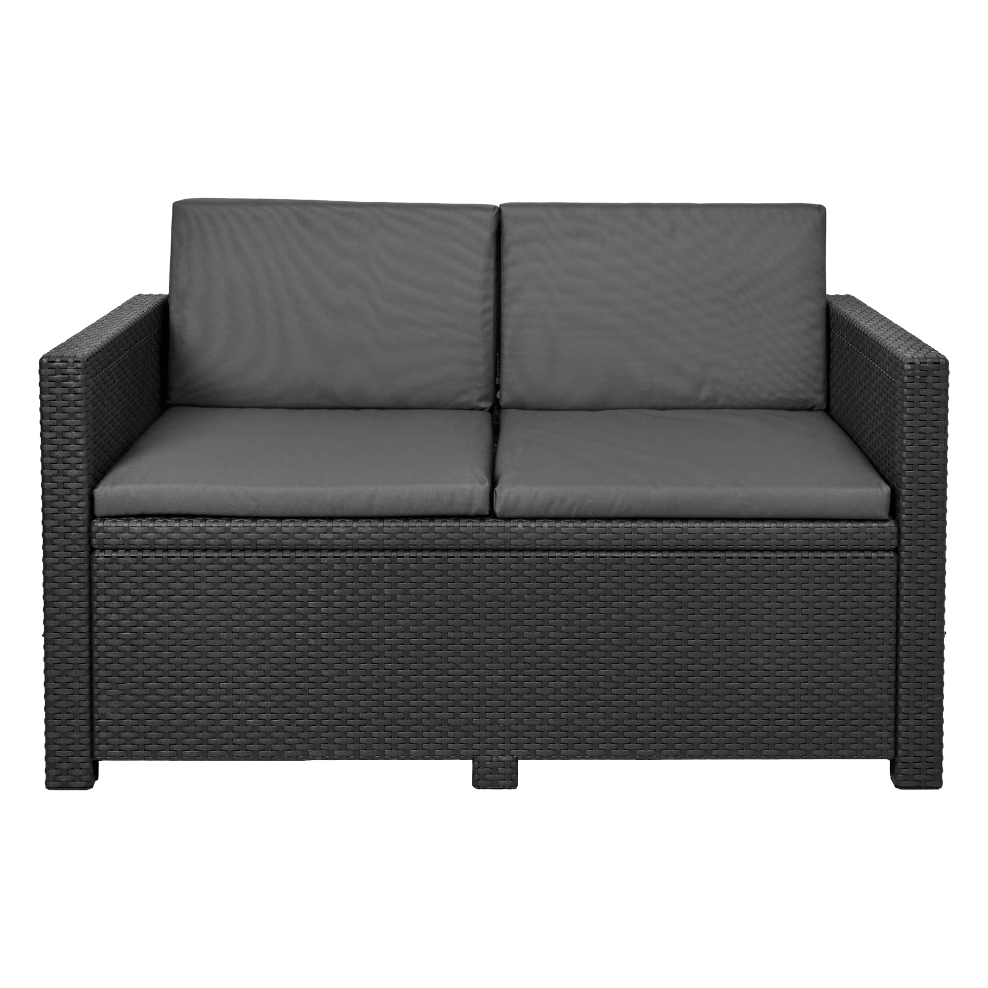 SOFTILLO Waterproof Outdoor Seat Cushions Pad for Keter Allibert Monaco - Comfy Set Cushion Pads For Patio Rattan Furniture - Removable Cover - Water Resistant Material, Foam - 8 Piece - Graphite
