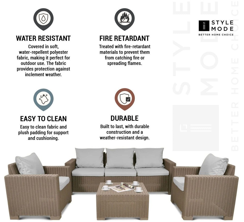 1,2 or 3 Seater Replacement Seat Cushion Pads for Keter Allibert California Rattan Outdoor Furniture | Water Resistant Rattan Patio Set Sofa Cushions Pads (3 Seater, Grey)