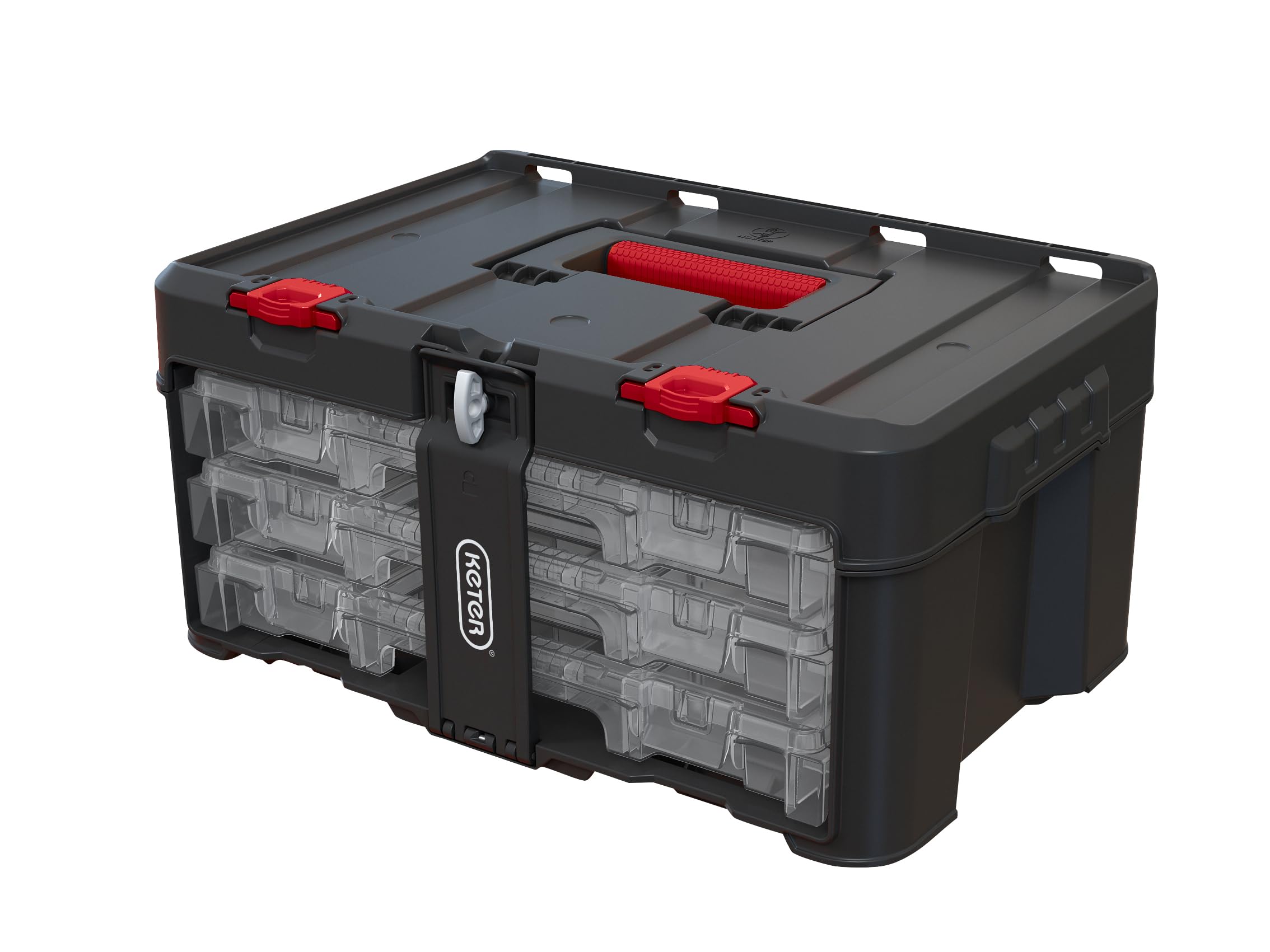 Keter Stack n' Roll Modular DIY 3 Organiser Set, Stackable, Lightweight, Durable, Water Resistant, Black