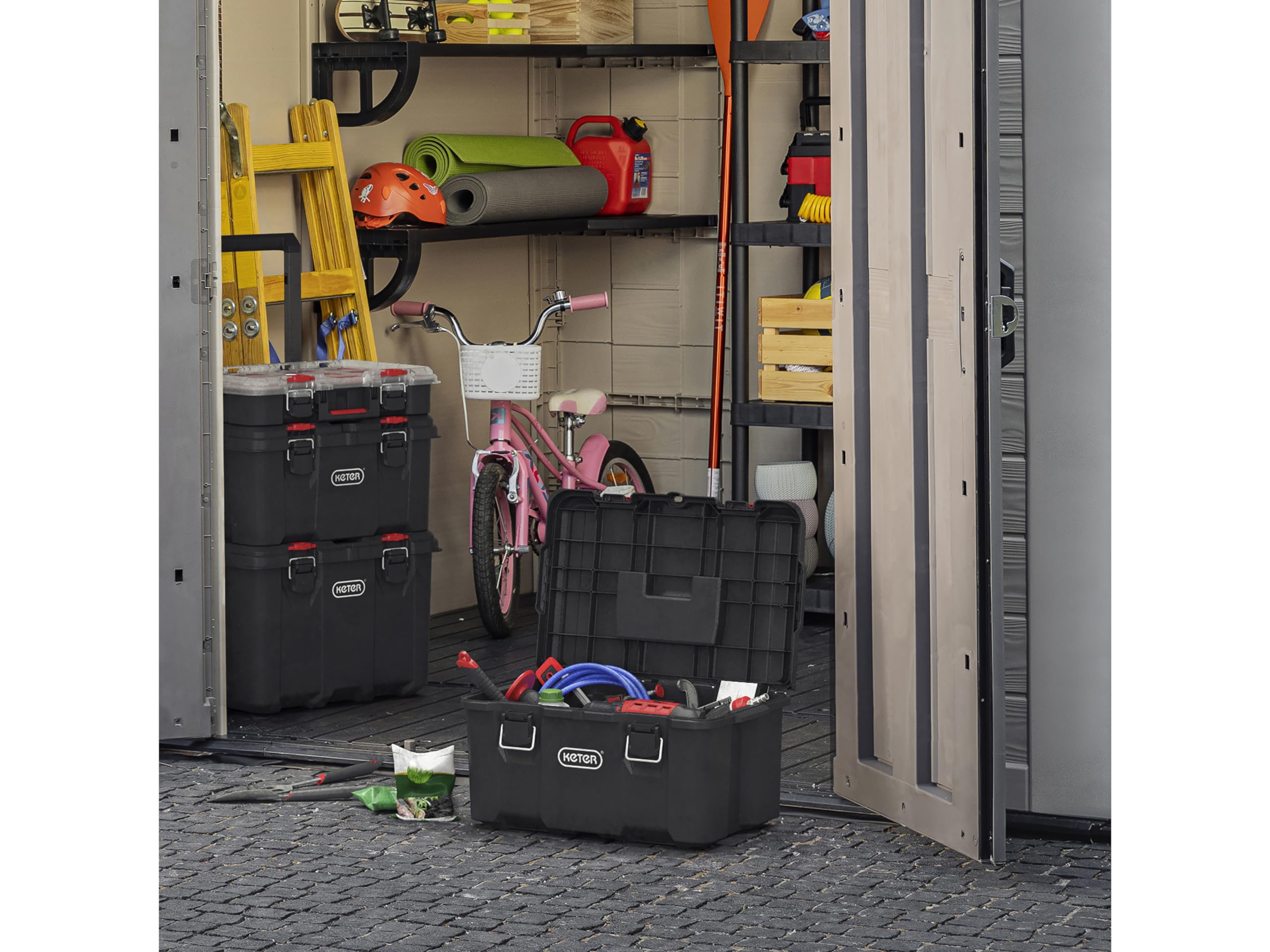 Keter Stack n' Roll Modular DIY Toolbox, Stackable, Lightweight, Durable, Water Resistant, Black