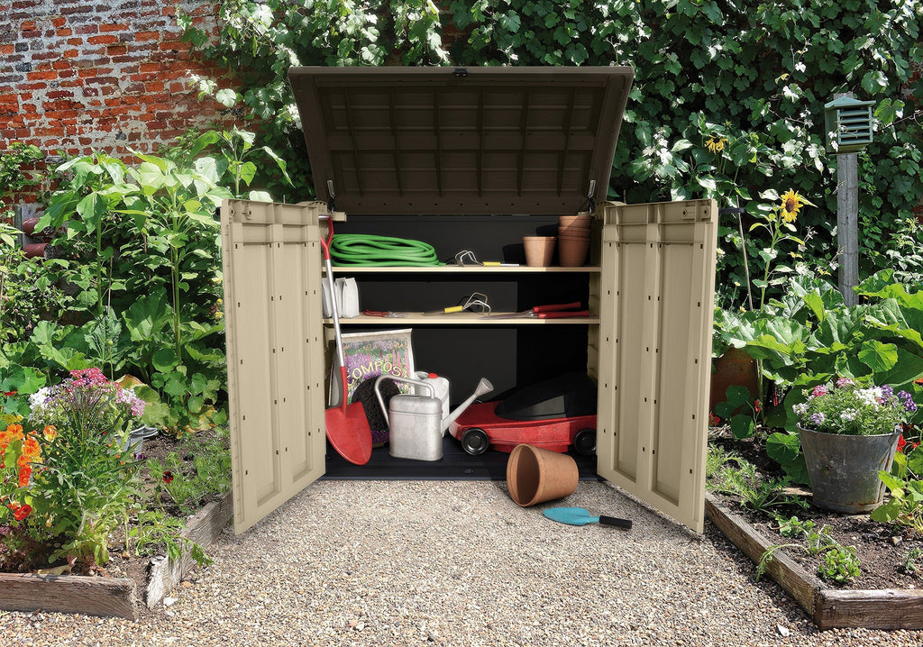 Keter Store It Arc Outdoor Garden Shed, 1200 Litres, Taupe/Beige